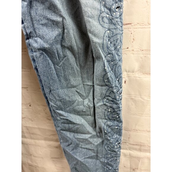 Lana Erica Jeans Womens Size 6 Blue Embroidered Rhinestone Distressed (READ) - Picture 11 of 12